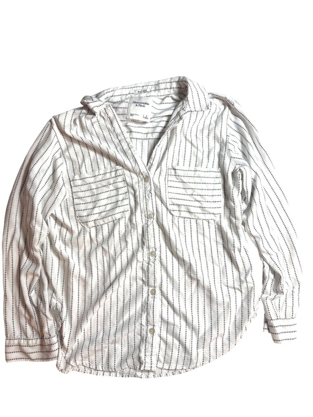 Abercrombie & Fitch Women's Boyfriend Fit White Button-Up Pattern Size S Career